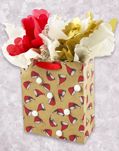 Festive Santa Hats & Gift Bags Set - Christmas Party Supplies for Holiday Decorations, Office Celebrations & Family Gatherings