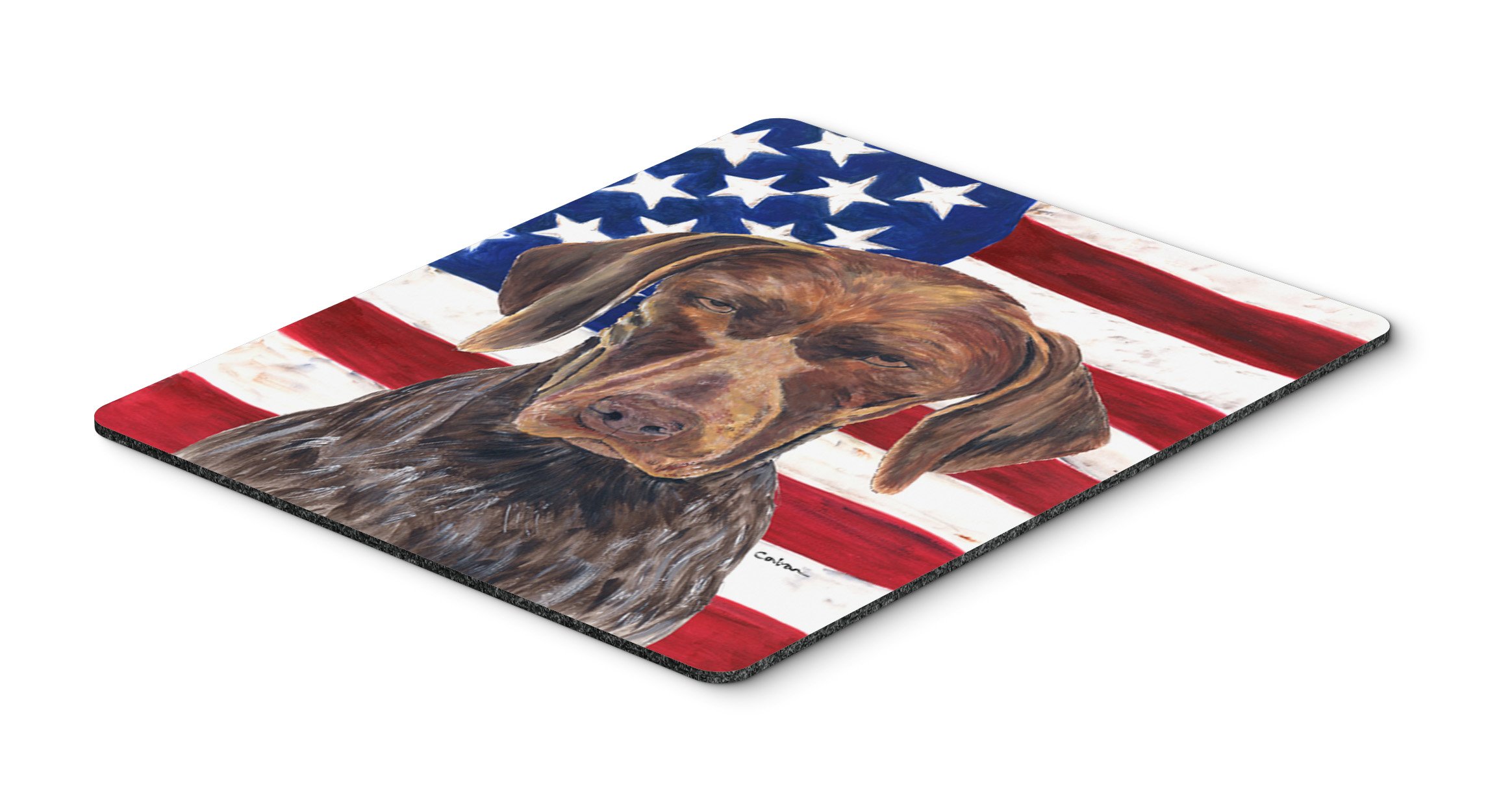 USA American Flag German Shorthaired Pointer Mouse Pad - Large Washable Non-Slip Desk Mat for Home Office, Gaming & Computer Work | Patriotic Dog Lover Gift for Workstation & Kitchen Use