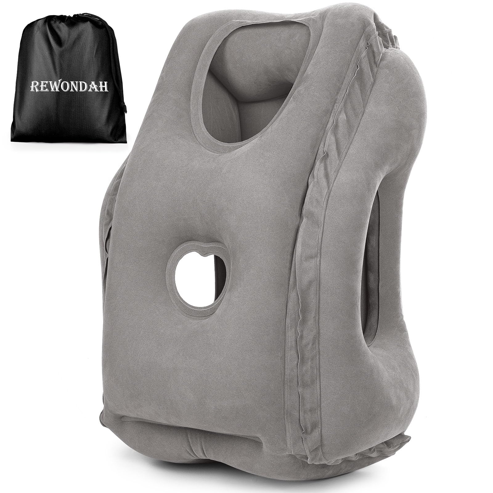 Inflatable Travel Neck Pillow for Airplanes - Comfortable & Portable Airplane Pillow for Long Flights - Supportive Blow Up Flight Pillow to Prevent Neck Pain - Perfect for Business Travel, Road Trips & Camping