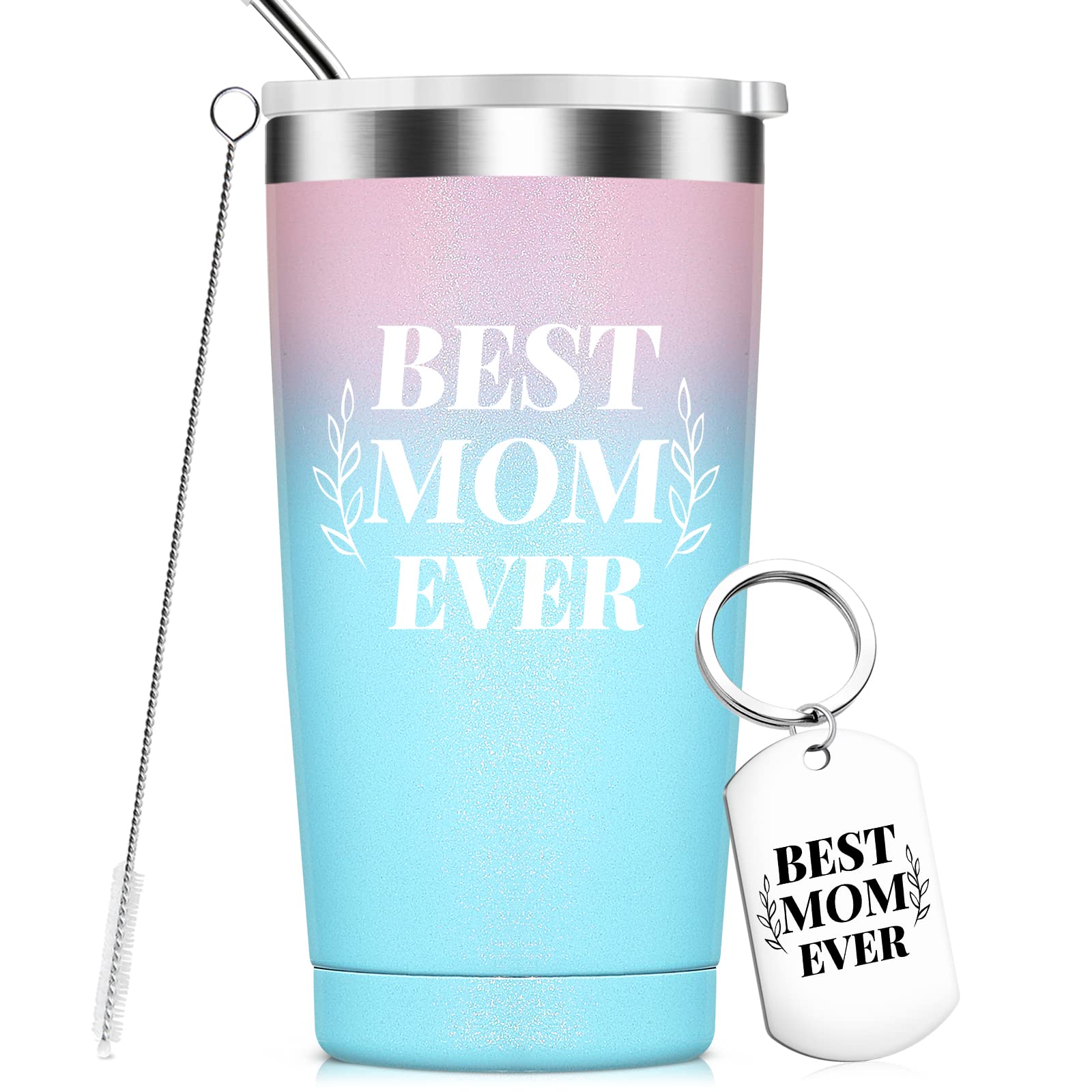 Best Mom Ever - 20oz Insulated Tumbler Cup for Birthday, Mother's Day & Christmas Gifts - Thoughtful Present for Mom, Wife, Grandma from Daughter or Son - Perfect for Coffee, Tea & Daily Hydration at Home, Office or Travel