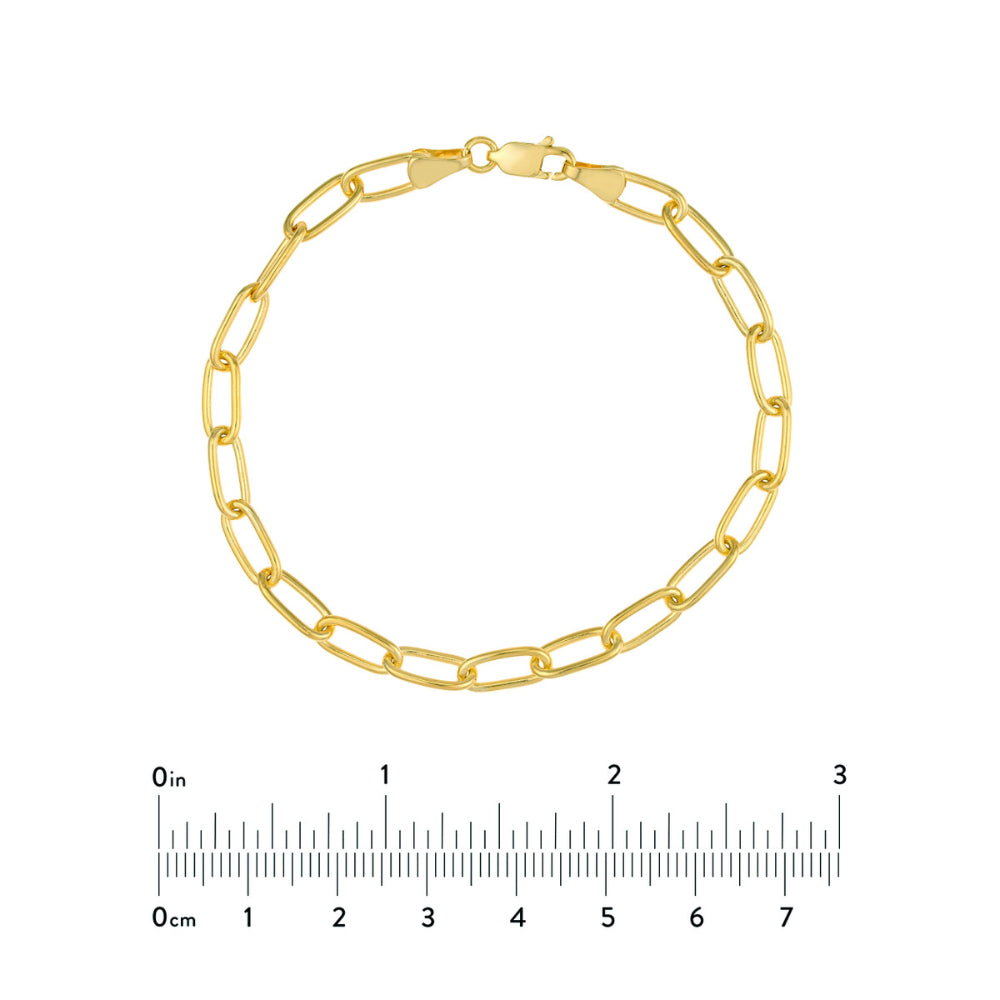 14K Yellow Gold Paper Clip Chain Bracelet for Women - 7.5 Inch Adjustable Minimalist Dainty Jewelry - Perfect for Everyday Wear, Gifts & Special Occasions