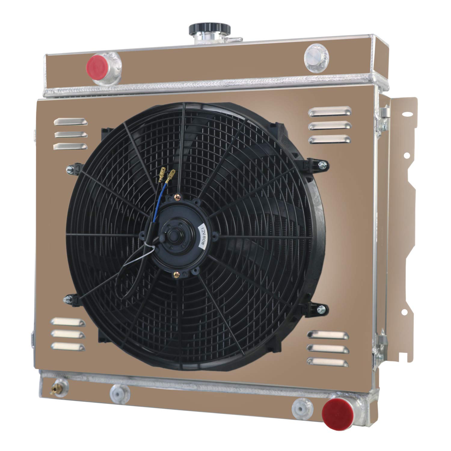ALLOYWORKS 3 Row All Aluminum Radiator with Shroud Fan & Relay Kit for 1975-1979 Dodge D100 D150 D200 D300 5.2L 5.9L V8 - Heavy Duty Cooling Upgrade for Towing & Off-Road Use
