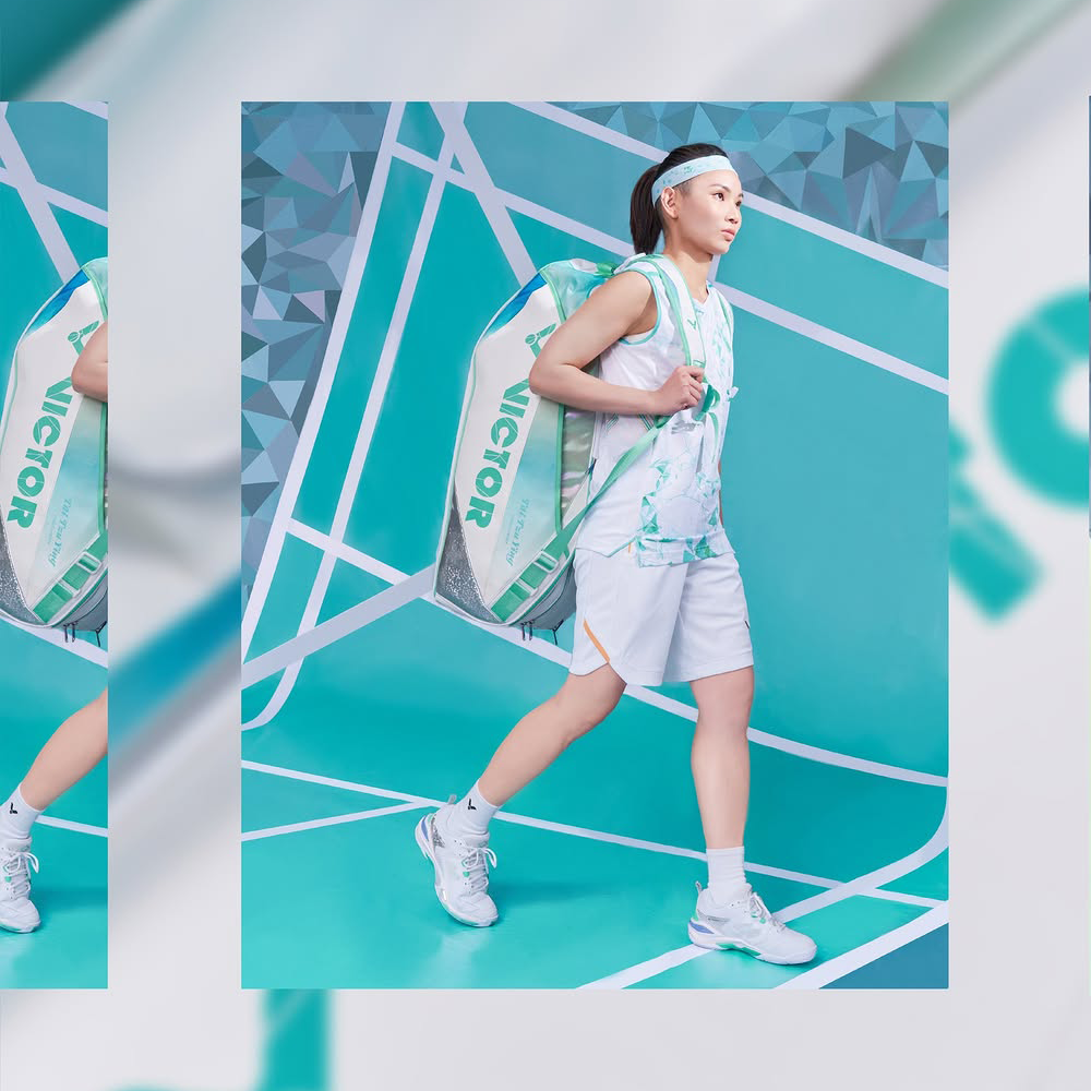 Victor Tai Tzu Ying Badminton Backpack BR5833TTY - Lightweight Sports Bag for Tennis & Gym (Bright White/Cockatoo Green) - Perfect for Training, Travel & School Use