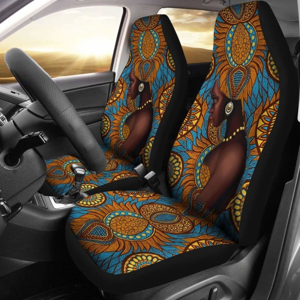 African Print Car Seat Covers - Black Girl Floral Design (39