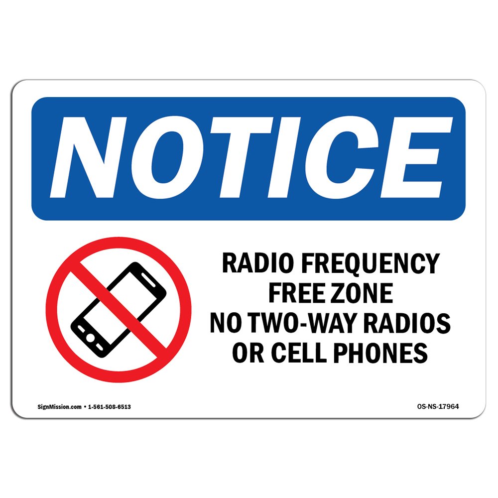 OSHA Compliant Radio Frequency Free Zone Aluminum Sign - Durable Safety Signage for Business, Construction Sites, Warehouses & Shops | Made in USA | Ideal for RF Sensitive Areas & Equipment Protection