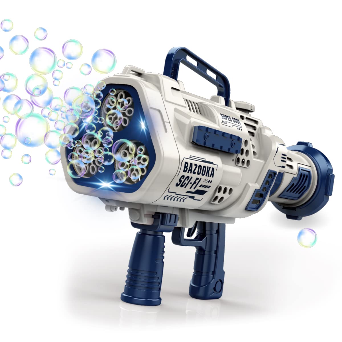 Automatic Bubble Blaster Gun for Kids - 24 Hole LED Bubble Maker Machine, Summer Outdoor Toys & Birthday Party Favors | Fun for Backyard Play, Park Adventures & Festive Celebrations