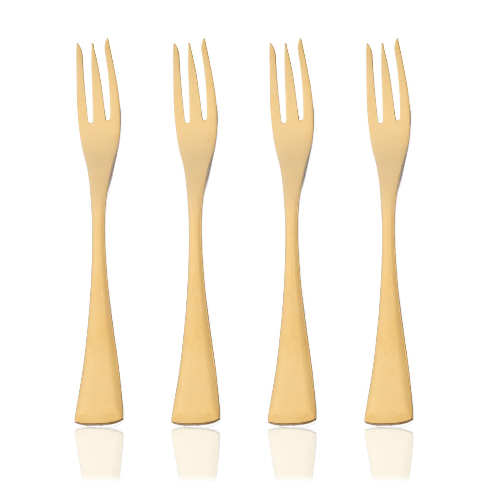 Premium Stainless Steel Dessert Forks and Spoons Set of 4 - Elegant Gold Fish Forks for Cake, Pastry, Seafood & Fine Dining - Perfect for Parties, Weddings & Home Entertaining