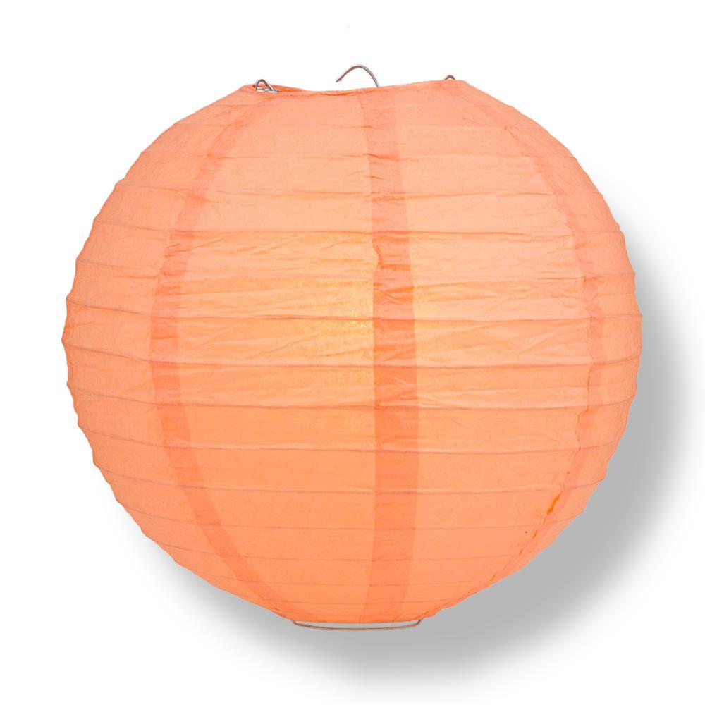 20 Peach & Orange Coral Round Paper Lanterns with Even Ribbing - Chinese Hanging Wedding Decorations, Party Supplies for Indoor/Outdoor Events, Home Decor, Garden & Festival Lighting