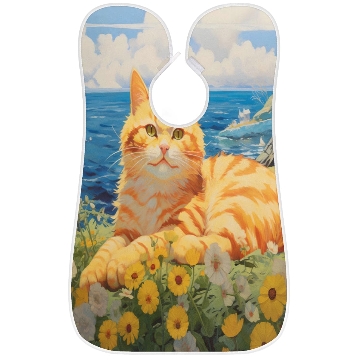 Yellow Cat Flowers Beard Shaving Bib for Men - Waterproof Hair Dye Apron & Makeup Cape for Barber Styling, Beard Trimming & Haircut Accessories - Perfect for Home Grooming, Salon Use & Gift for Barbers