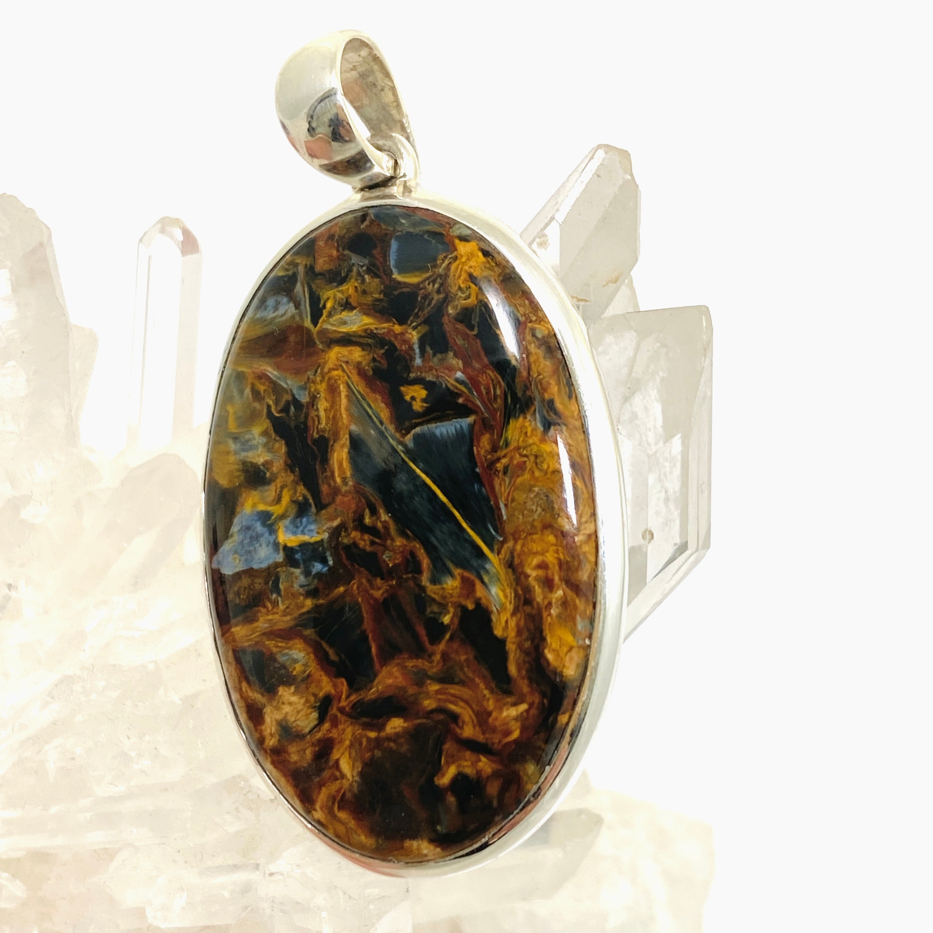 Natural Pietersite Oval Cabochon Pendant - Premium Gemstone Jewelry for Women - Elegant Necklace for Everyday Wear & Special Occasions