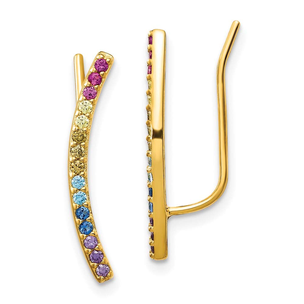 14K Gold Plated 925 Sterling Silver Cubic Zirconia Ear Climber Earrings for Women | Trendy Hoop Earrings for Daily Wear, Parties & Special Occasions | Elegant Gift for Her
