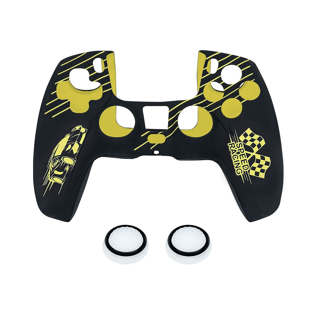 Durable Silicone Cover with Thumb Grips for PS5 Controller - Racing Car Yellow | Non-Slip Grip for Enhanced Gaming Performance | Perfect for Long Gaming Sessions & Competitive Play