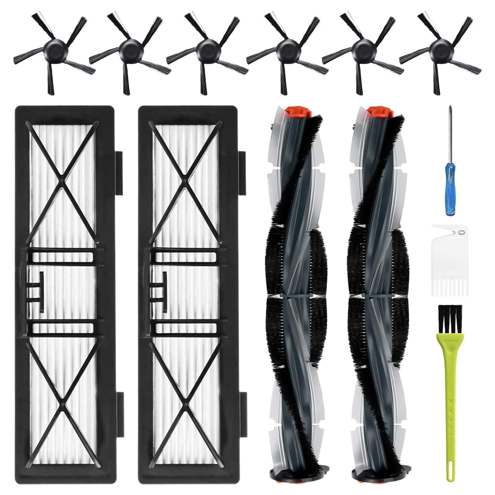 Neato Botvac D Series D3 D4 D5 D6 D7 D75 D80 D85 Replacement Parts Kit - 2 Main Brushes, 2 HEPA Filters, 6 Side Brushes | Compatible with Robot Vacuum Cleaner Accessories | Perfect for Home Cleaning & Maintenance