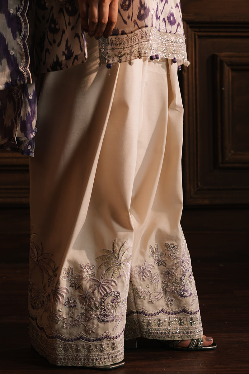 Lavender Luxe 3-Piece Silk Embroidered Suit Set for Women - Elegant Formal Wear for Weddings, Parties & Special Occasions