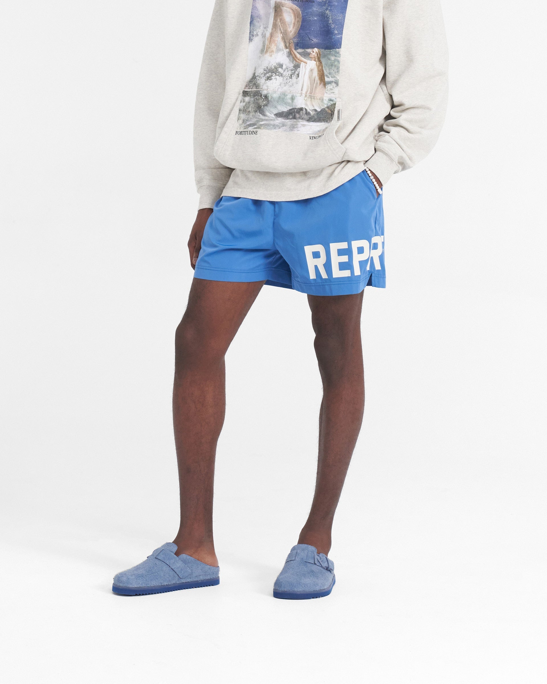 Represent Swim Shorts - Sky Blue - Men's Quick-Dry Beach Shorts for Swimming, Surfing & Summer Vacations