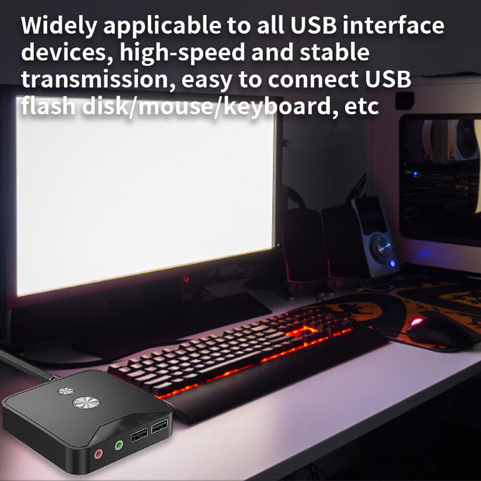 MOUDOAUER External PC Power Switch with USB & Audio Ports - ATX Desktop Computer Case Motherboard Power Button for Easy PC Control (Ideal for DIY Computer Builds, Server Racks, and Workstations)