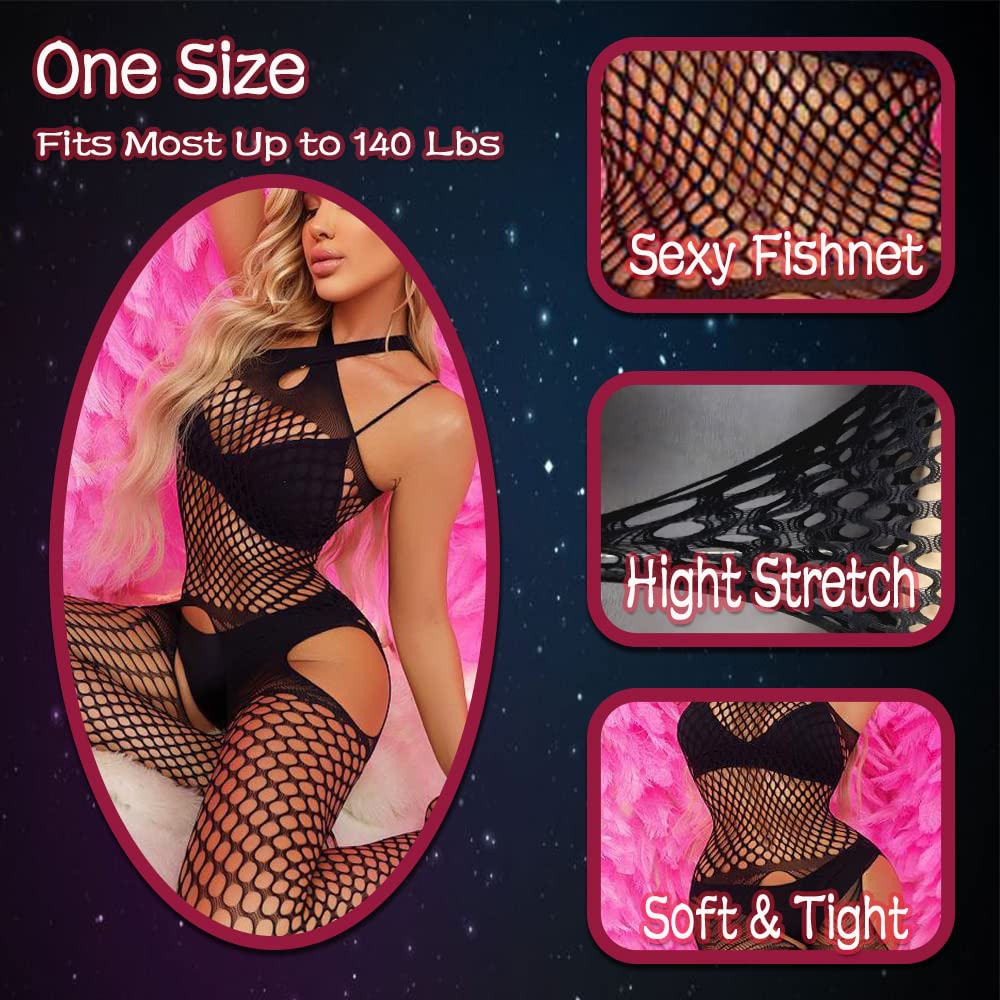 Mom & Myaboys Women's Fishnet Bodystocking & Stockings - Sexy Lingerie Bodysuit for Women | Perfect for Valentine's Day, Boudoir Photography & Romantic Nights