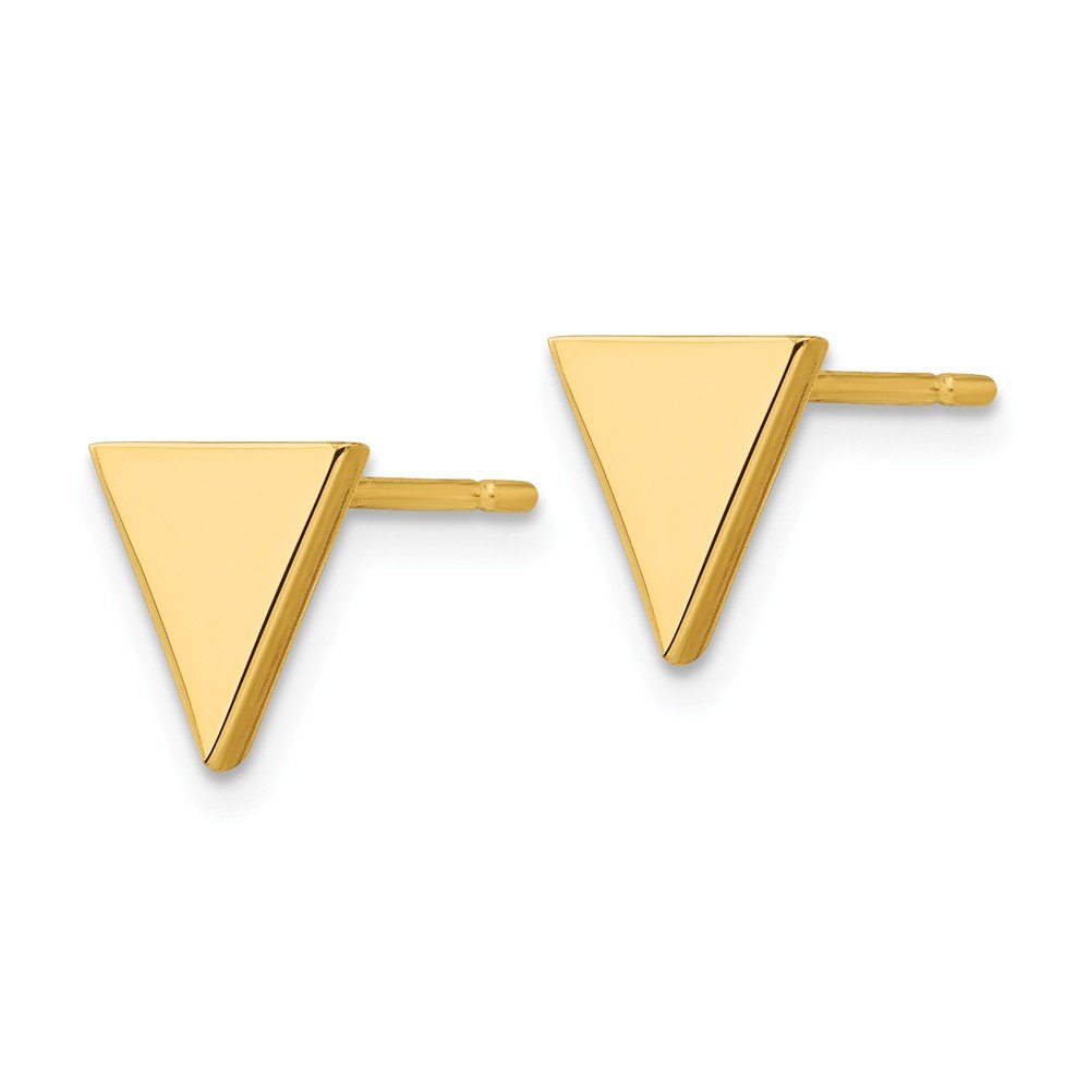14K Solid Yellow Gold Triangle Post Stud Earrings for Women - 8mm Minimalist Geometric Studs for Everyday Wear, Gifts & Special Occasions