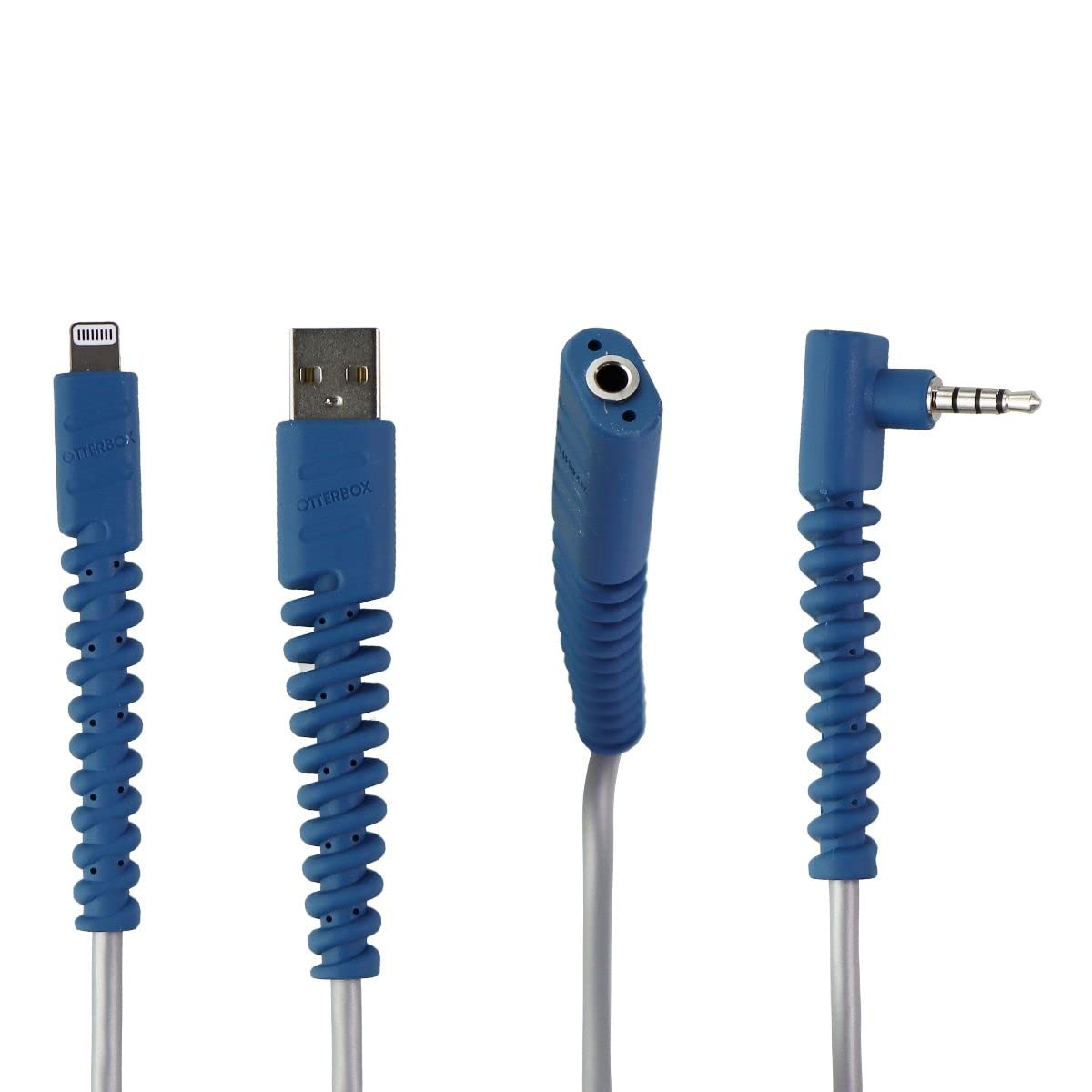 OtterBox EasyGrab Lightning 8-Pin Charging & Audio Cable for iPhone - Durable Blue/Gray Cord with Secure Grip - Perfect for Home, Office & Travel Charging