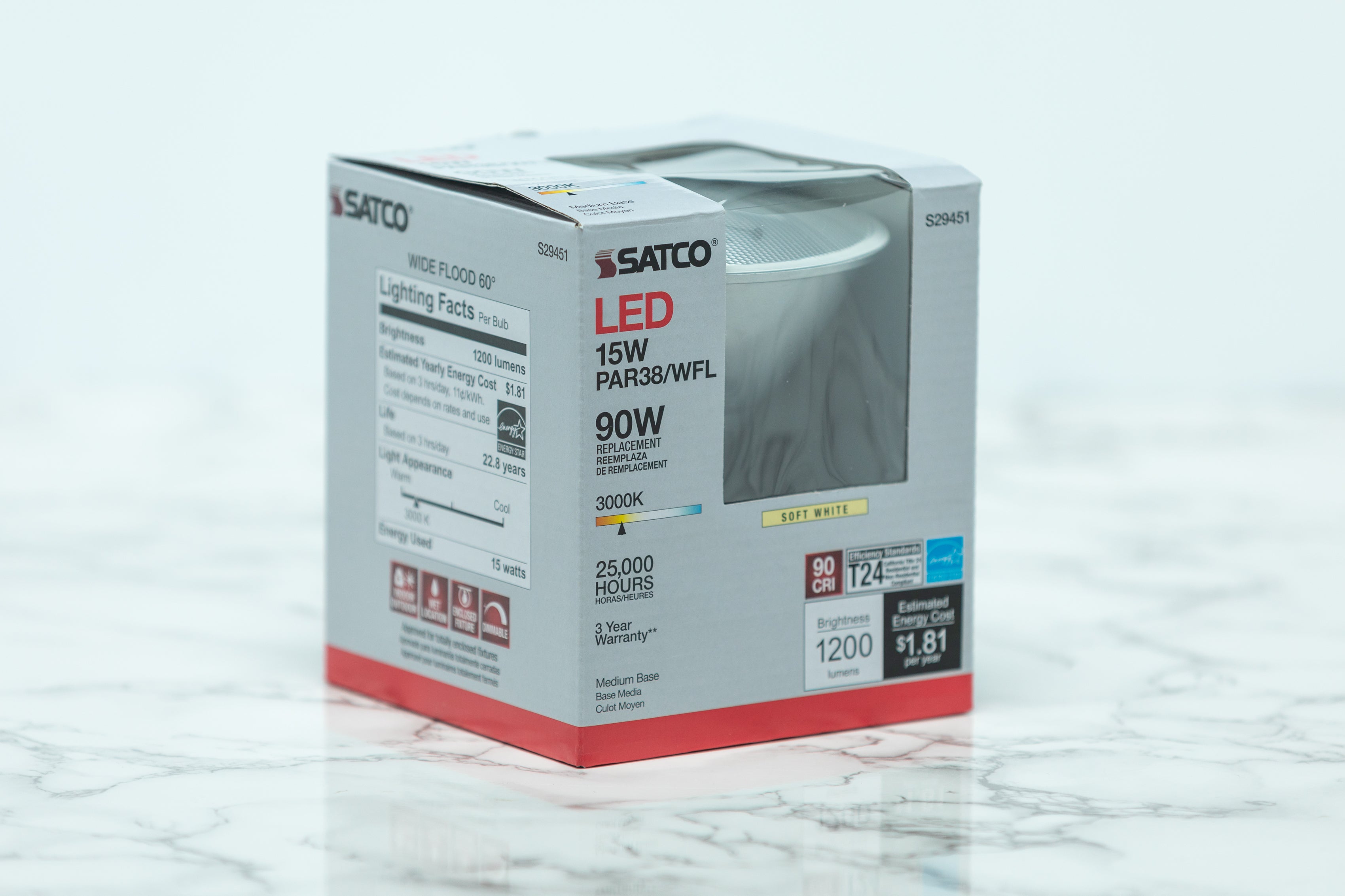 Satco Wet Location Recessed Can LED Light Bulb - Damp Rated for Bathrooms, Kitchens & Outdoor Use - Energy Efficient Lighting Solution