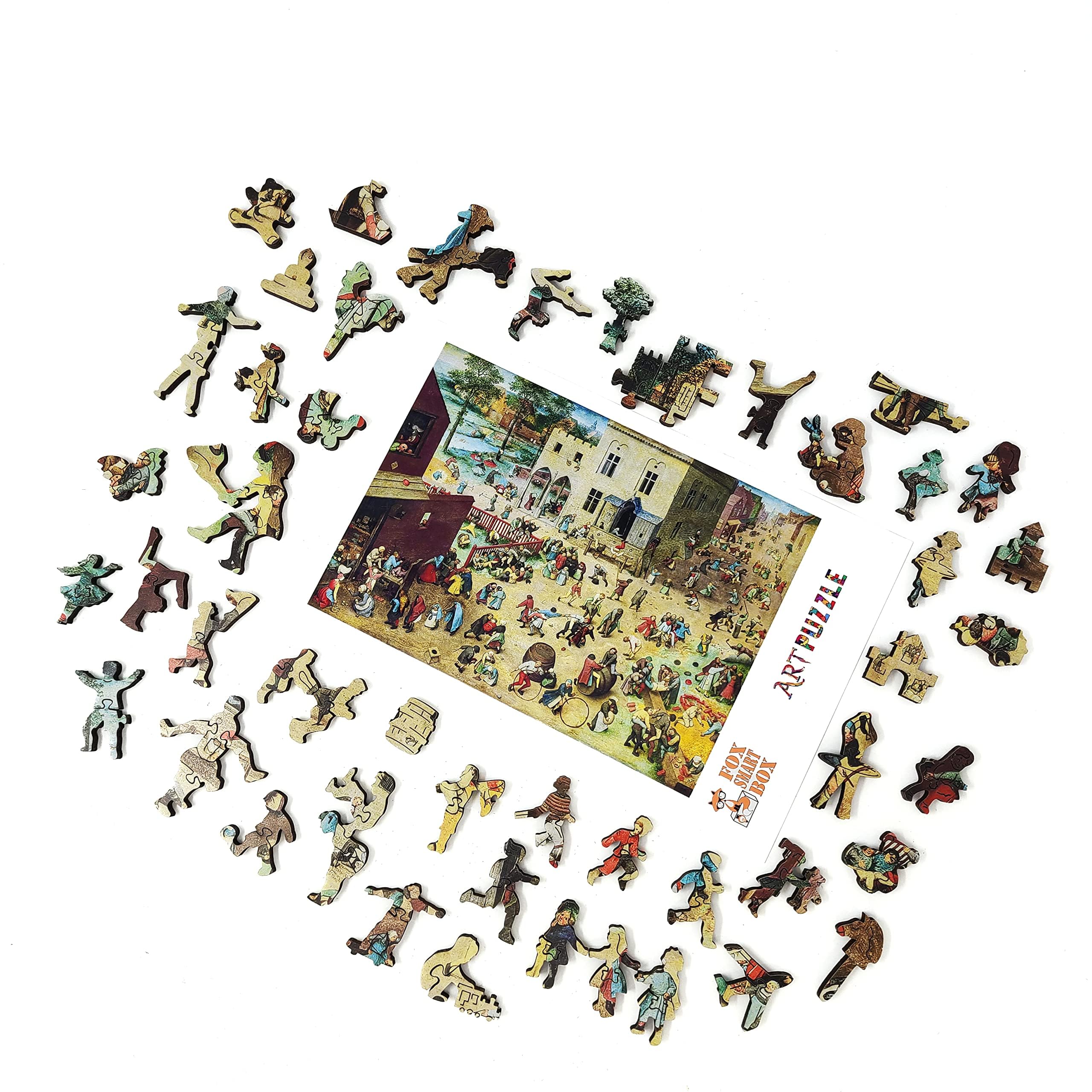 Premium 560-Piece Wooden Jigsaw Puzzle for Adults - Unique Shaped Pieces - Made in USA by FoxSmartBox - Challenging Brain Teaser & Family Game Night Activity - Perfect for Stress Relief, Cognitive Training & Parent-Child Bonding