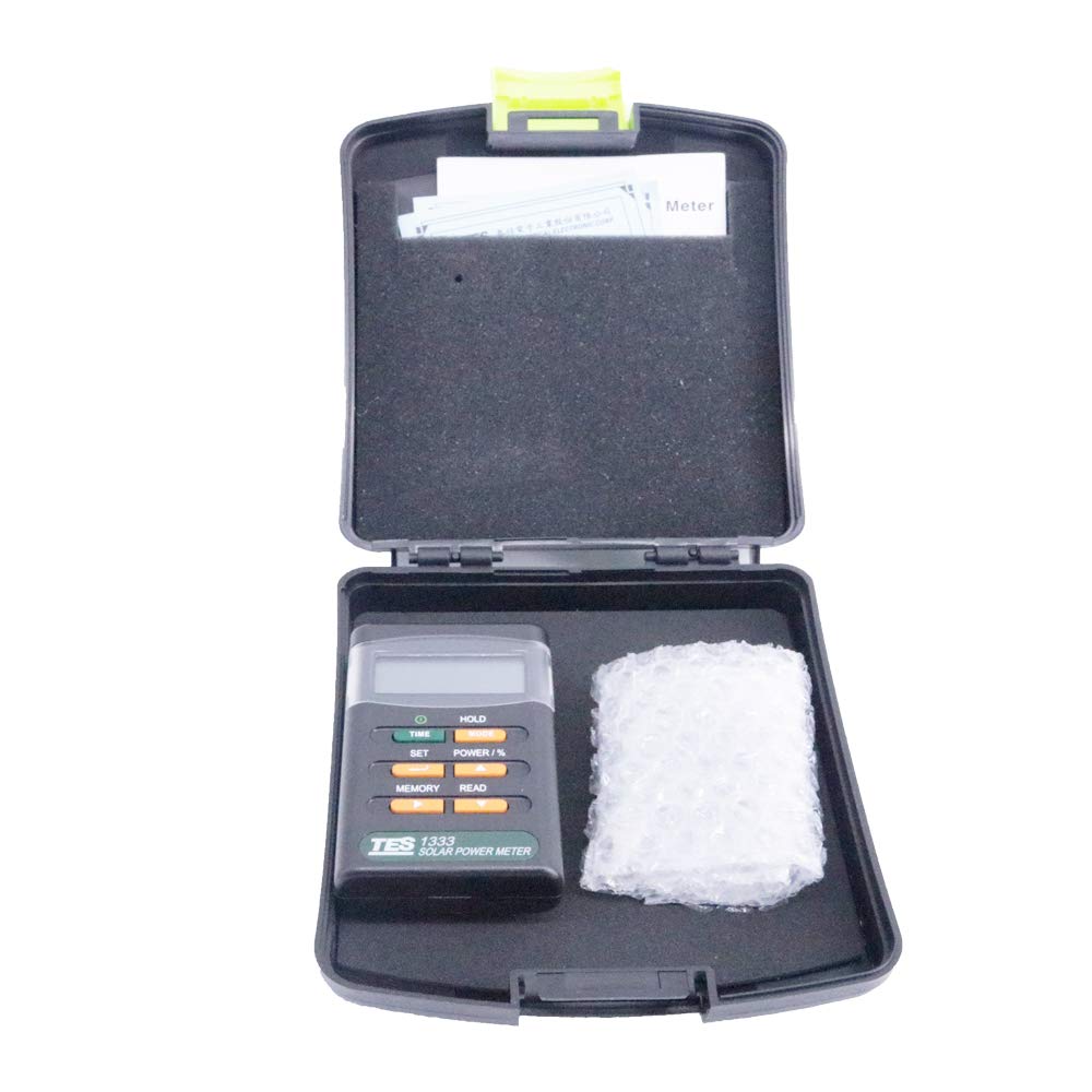 TES-1333 Digital Solar Power Meter - 2000W/m2 Solar Radiation Detector with 400-1100nm Spectral Range | Perfect for Solar Panel Testing, Renewable Energy Research & Outdoor Solar Measurement