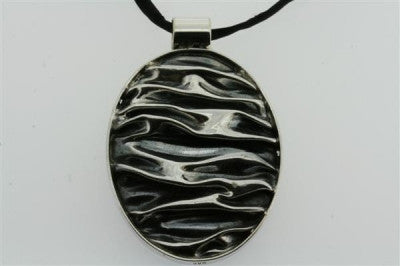 Elegant Black Silk Necklace with Oval Pendant - Perfect for Evening Parties & Formal Occasions