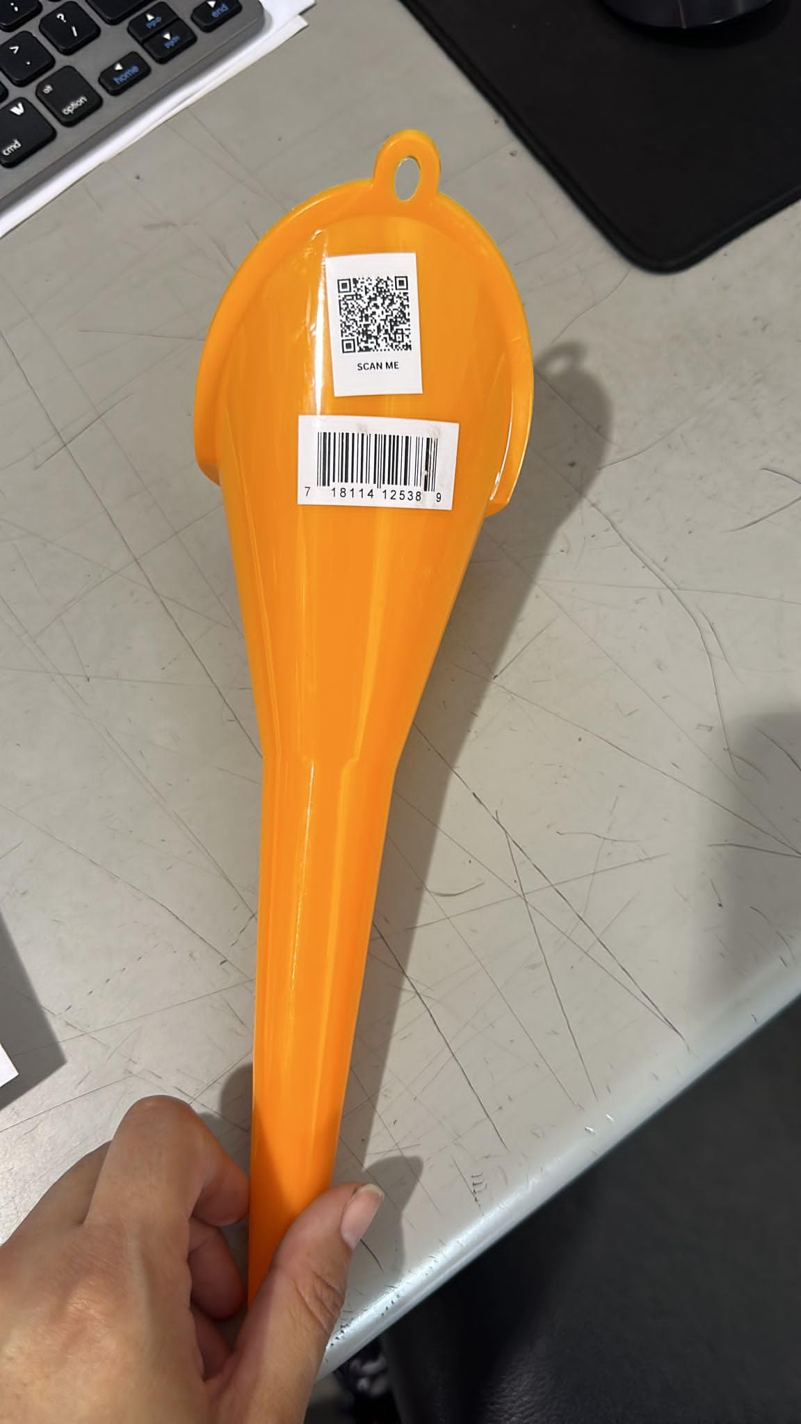 UCS 1123 QuickFill Spill Saver Multi-Purpose Funnel - Long Mouth Fueling Funnel for Gas, Oil & Liquids - Durable Orange Funnel for Automotive, Lawn Mower & Home Use