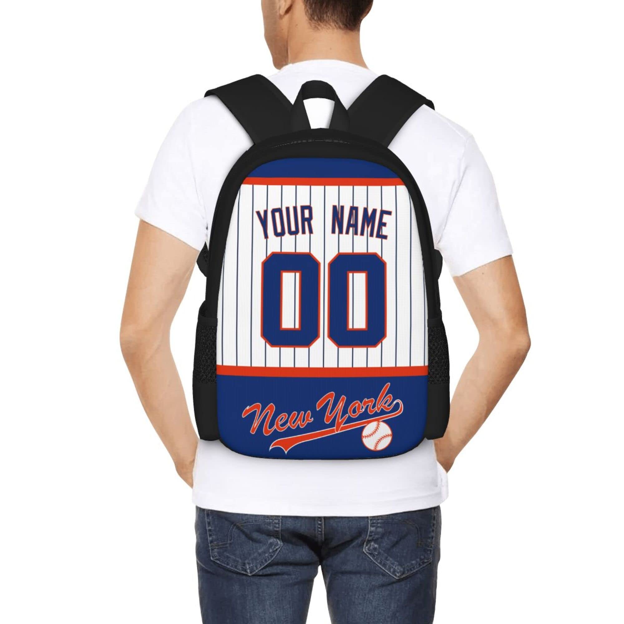 ANTKING New York Backpack - Large Capacity Customizable Name & Number Backpack for Kids, Men & Fans - Perfect for School, Travel & Sports Events
