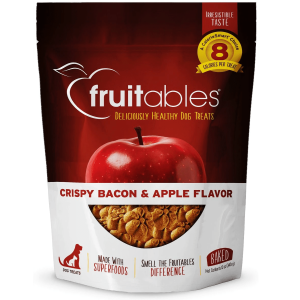 Fruitables Baked Crispy Bacon & Apple Dog Treats - Healthy Natural Snacks for Small & Large Dogs - Perfect for Training Rewards & Daily Treats