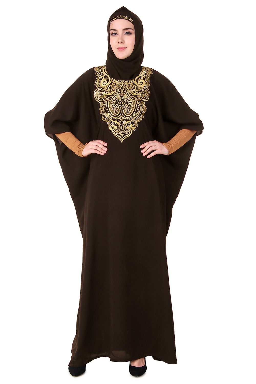 Exquisite Floral Hand Embroidered Kaftan Dress for Women - Boho Chic Beach Cover Up, Resort Wear & Summer Vacation Outfit