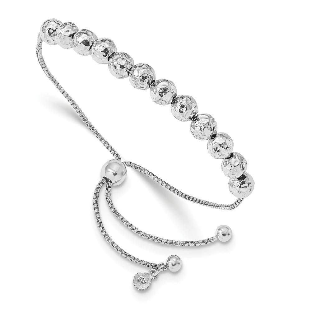 925 Sterling Silver Hammered Beaded Adjustable Bracelet with Secure Lobster Clasp - Elegant Boho Jewelry for Women, Perfect for Daily Wear, Parties & Gifts