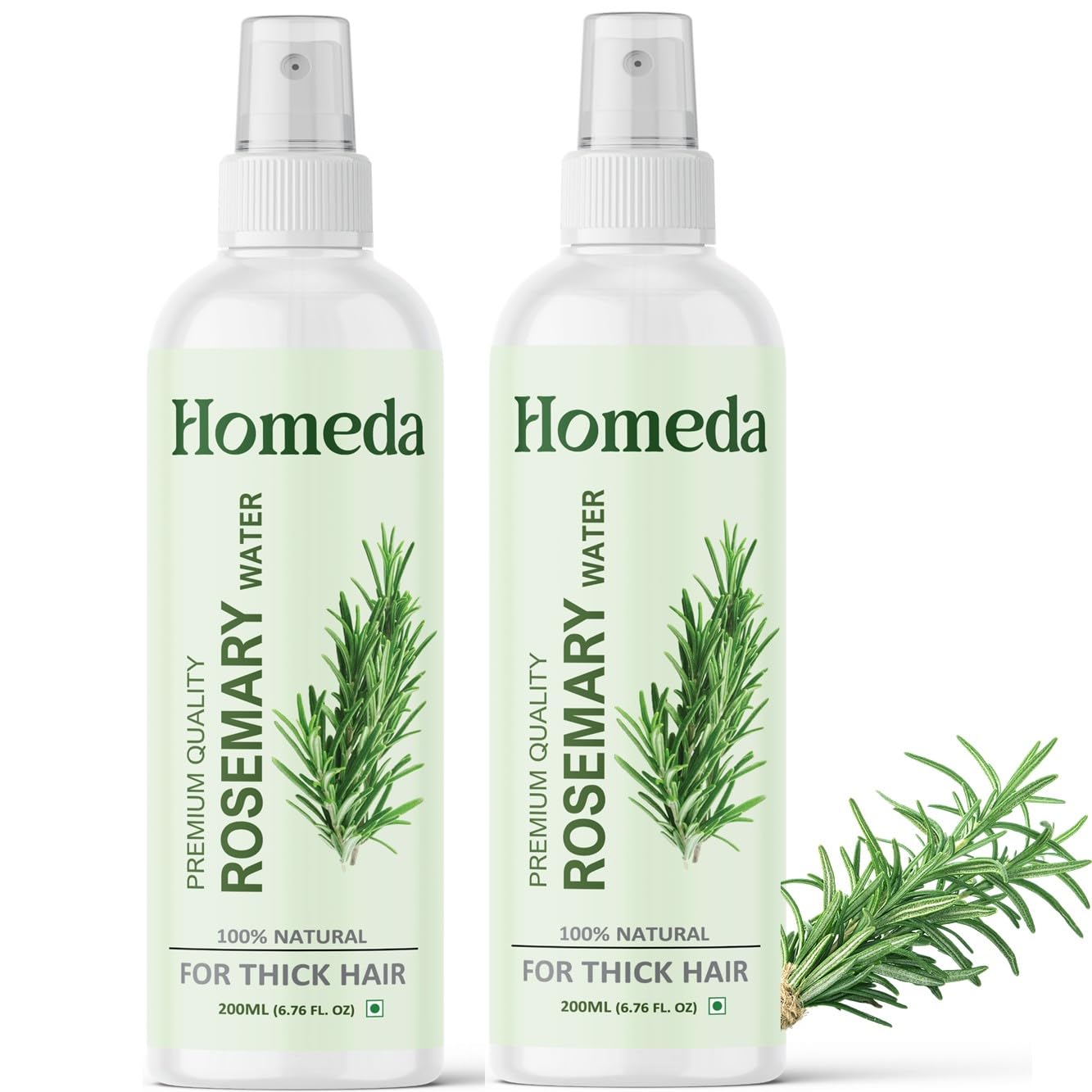 Homeda Rosemary Hair Growth Spray - 100% Pure Natural Rosemary Water for Hair Growth & Scalp Care (400ml) | Hydrating Rose Mary Mist with Spray Bottle | Perfect for Daily Hair Care, Scalp Hydration & Revitalizing Dry Hair
