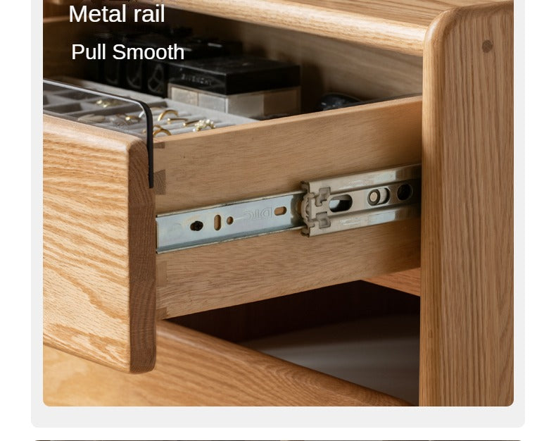 Solid Oak Wood Modern Minimalist Bedside Dressing Table - Perfect for Small Bedrooms & Apartment Vanity Areas