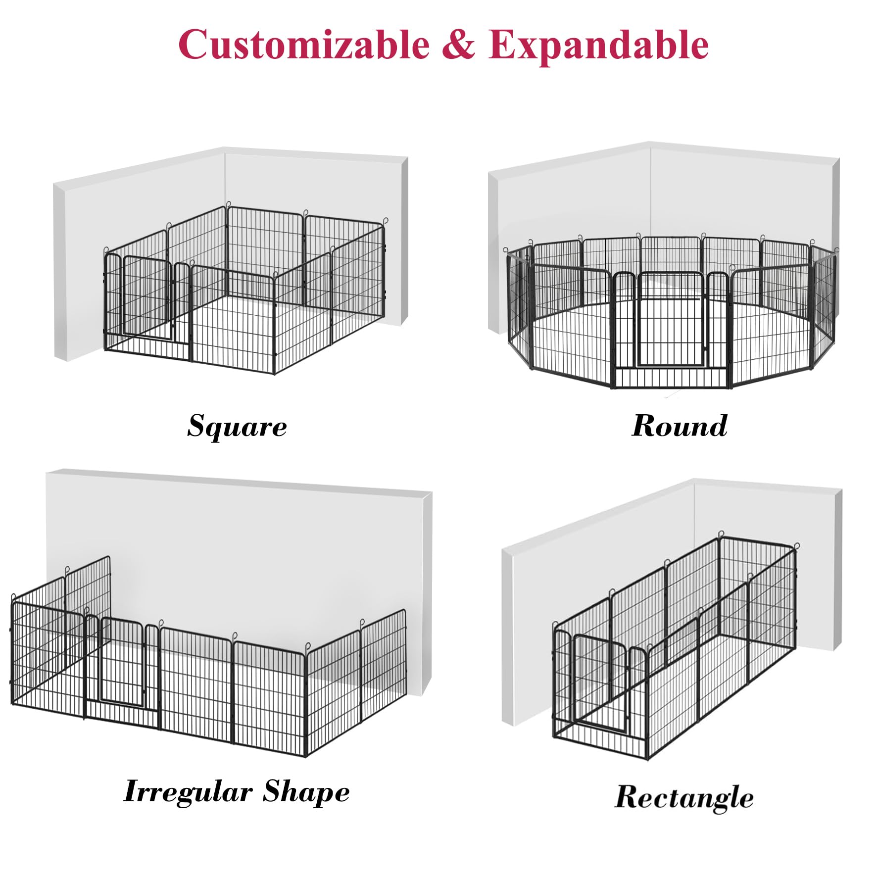 32 Inch 14-Panel Indoor/Outdoor Dog Playpen - Rustproof Puppy Fence for Small & Medium Dogs with Secure Lock | Portable Pet Exercise Pen for Yard, RV, Camping & Home Use