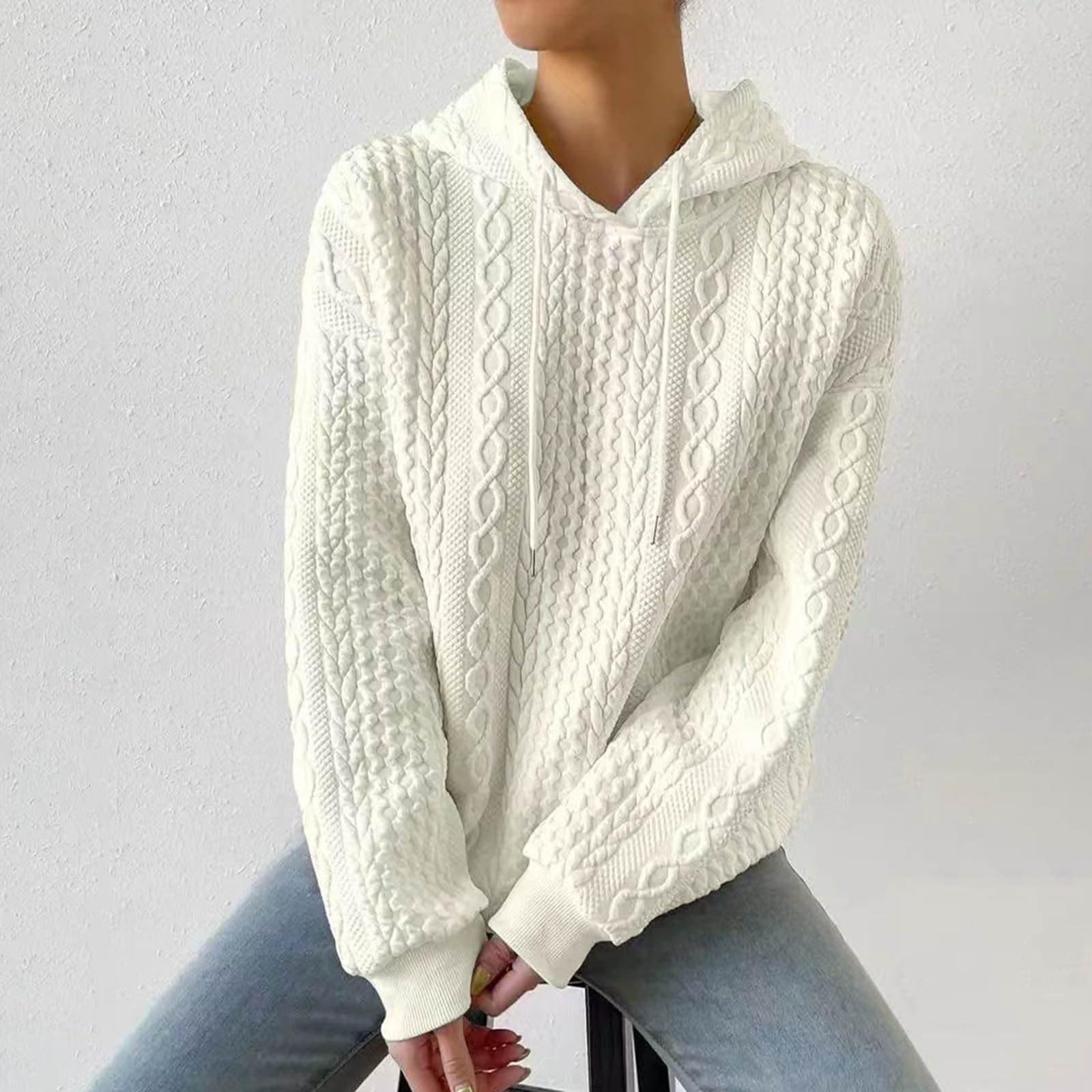 YUTANRAL Women's Fall Fashion Hoodie - Trendy Oversized Waffle Knit Sweatshirt with Long Sleeves | Casual Loose Pullover for Autumn Outfits, Coffee Dates & Weekend Comfort