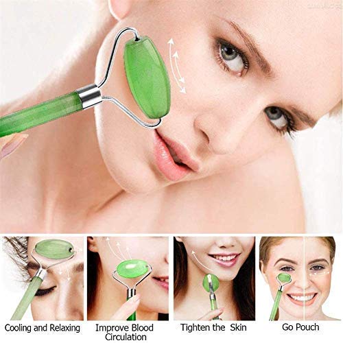 ZUCLLIN Natural Jade Face Roller & Facial Massage Tool for Face & Neck - Skin Toning, Firming & Serum Application | Anti-Aging Beauty Routine, Spa Treatment & At-Home Skincare