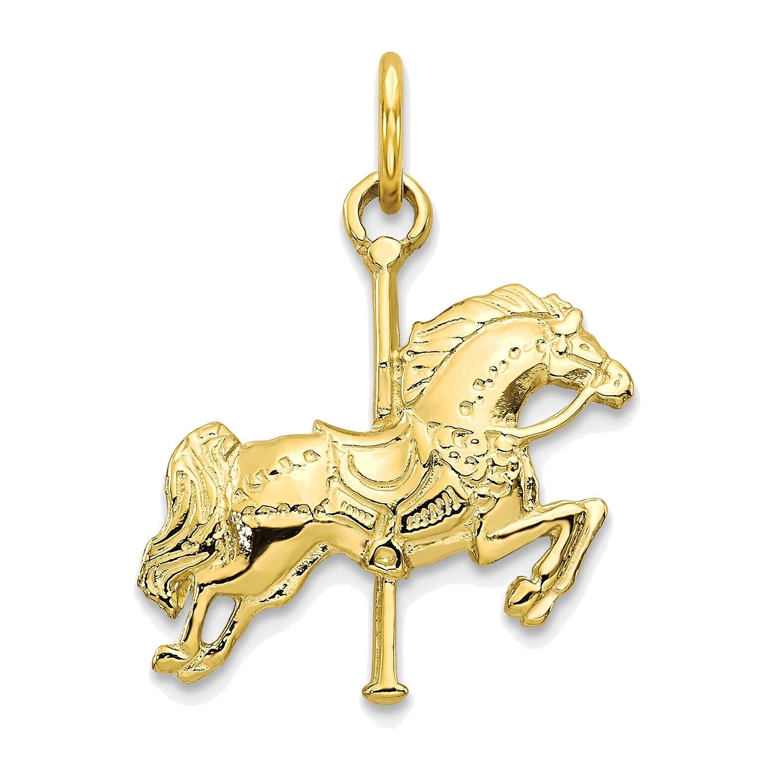 10K Yellow Gold Solid Carousel Horse Charm Pendant - Elegant Jewelry for Women, Perfect for Birthday Gifts, Anniversary Presents & Special Occasions