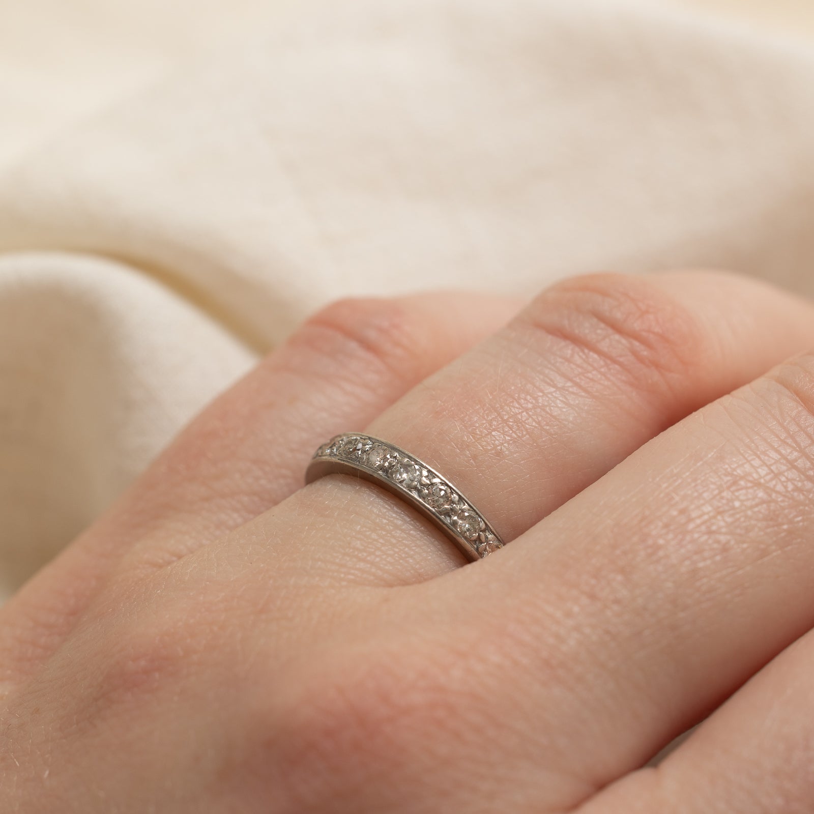 Semi Eternity Diamond Wedding Band Ring - 0.34 Carat Total Weight (CTW) - Size 6 - Perfect for Anniversary Gifts & Bridal Jewelry