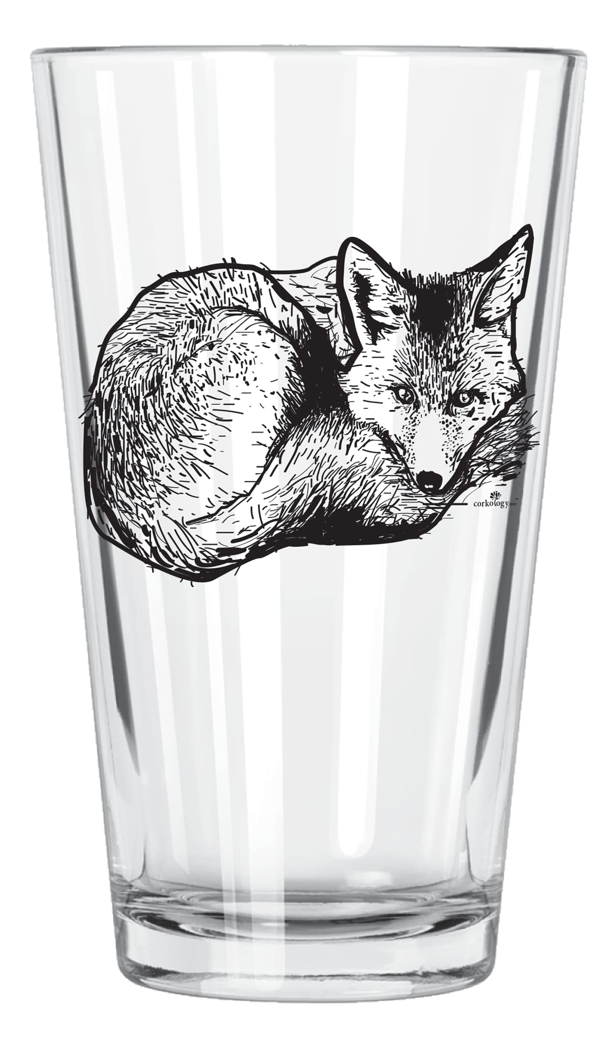 Red Fox Pint Glass - 16oz Clear Beer Glass for Home Bars, Pubs & Parties - Perfect for Craft Beer, Lager, Ale & Cocktails