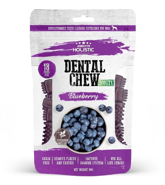 Absolute Holistic Petite Dental Dog Chews - Blueberry Flavor | Natural Teeth Cleaning Treats for Small Dogs | Perfect for Training, Teething & Oral Health Care