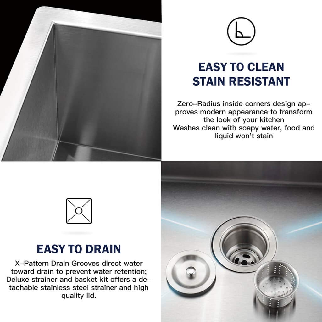TORVA 32-Inch Undermount Kitchen Sink - Premium 304 Stainless Steel Bar Sink with 10-Inch Deep Single Bowl | Perfect for Restaurants, Bars & Home Kitchens
