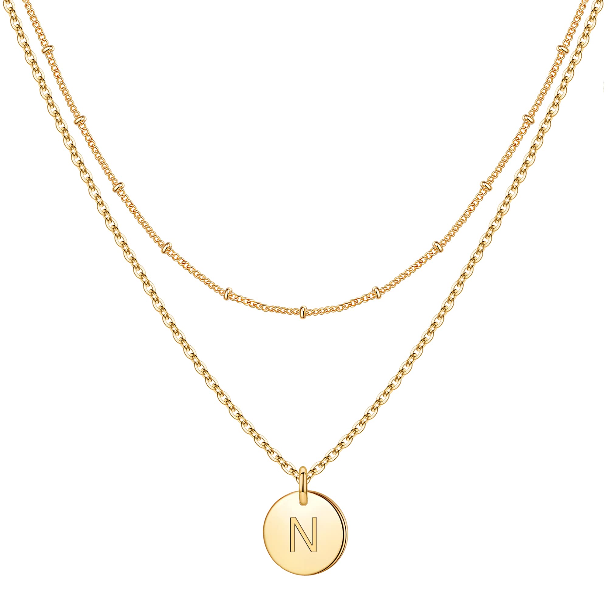 Personalized Initial Necklaces for Women & Girls - Gold, Silver & Rose Gold Double-Sided Engraved Hammered Coin Pendant, Layered Necklace Jewelry Gift for Easter, Birthday & Special Occasions | Perfect for Teens, Daughters & Best Friends