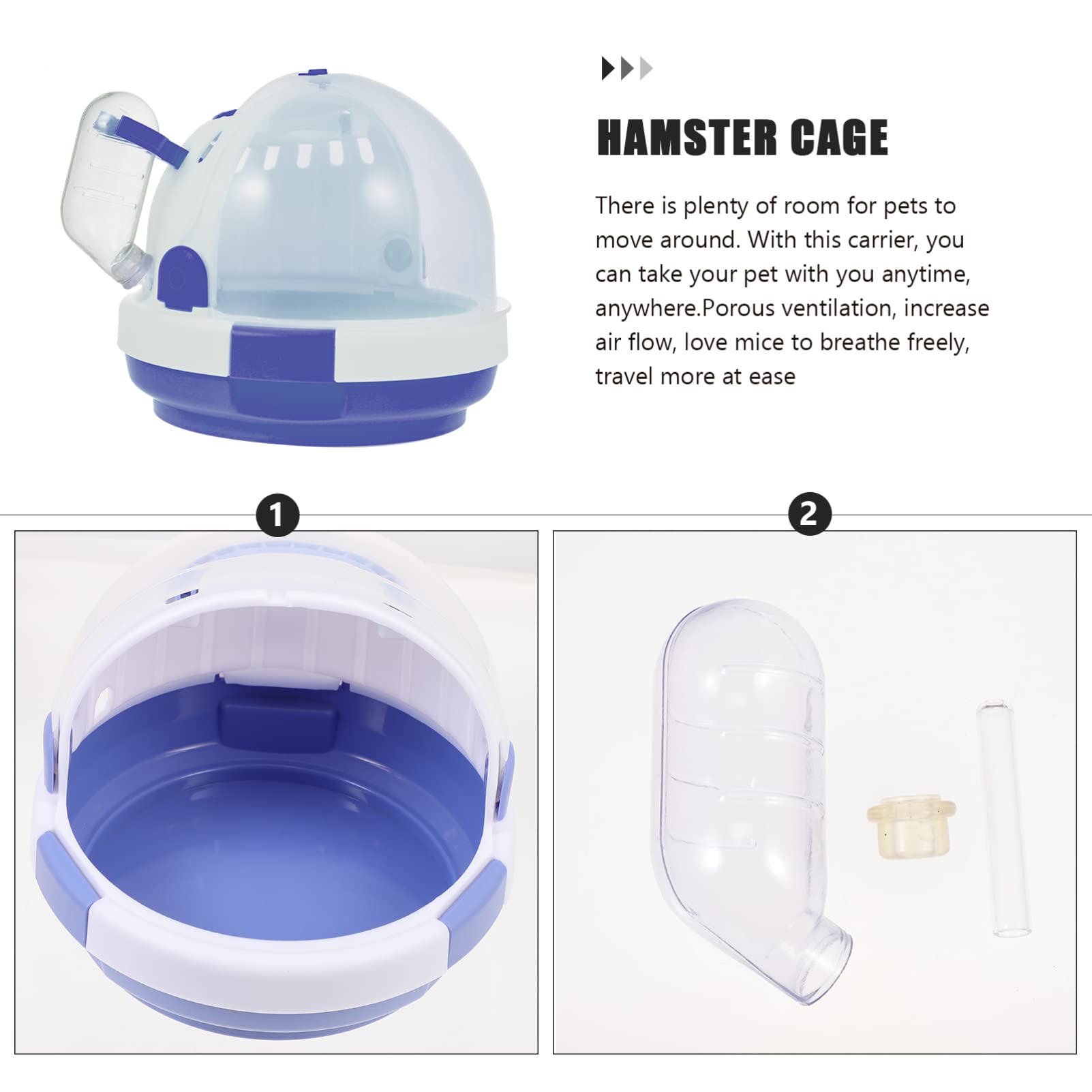 Balacoo Clear Small Animal Carrier - Hamster Cage, Bunny Harness, Mouse & Bird Travel Tote Bag with Water Bottle | Portable PP Plastic Pet Carrier for Travel, Vet Visits & Outdoor Adventures