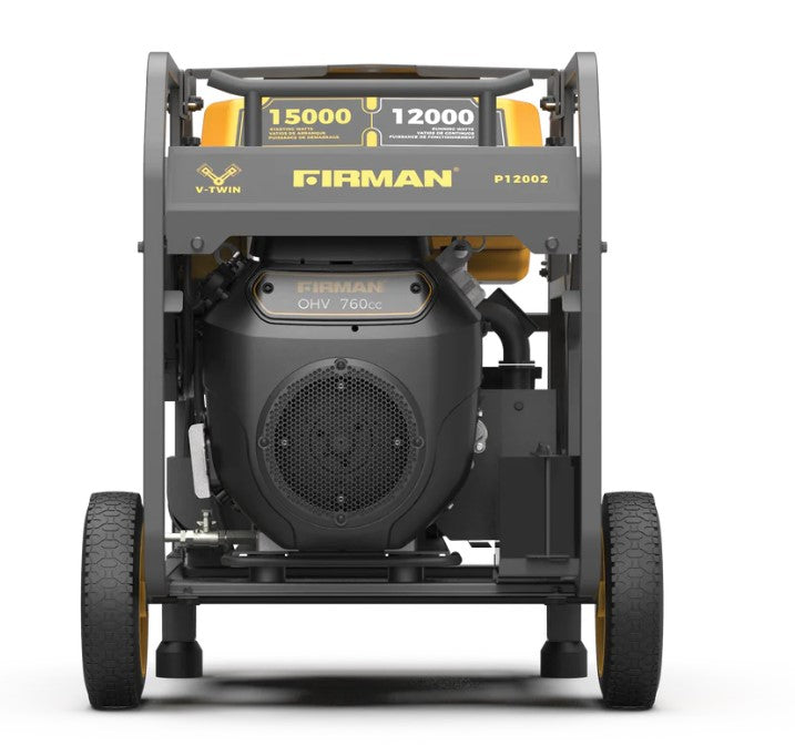 Firman P12002 12000W/15000W 50 Amp Electric Start Gas Generator with CO Alert - Portable Power for Home Backup, Camping & Outdoor Events