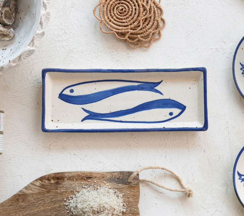 Hand Painted Speckled Fish Dish - Unique Ceramic Serving Platter for Seafood, Appetizers & Home Decor | Perfect for Dinner Parties, Coastal Kitchen Decor & Gift Giving