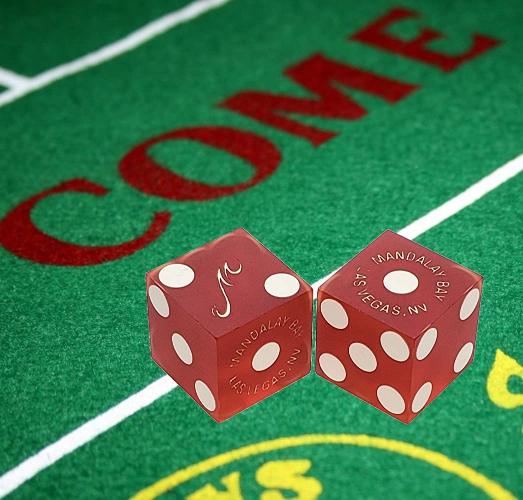 19mm Craps Dice Pair - Matching Serial Numbers for Casino Table Play (Mandalay Bay Red) - Perfect for Home & Casino Gaming