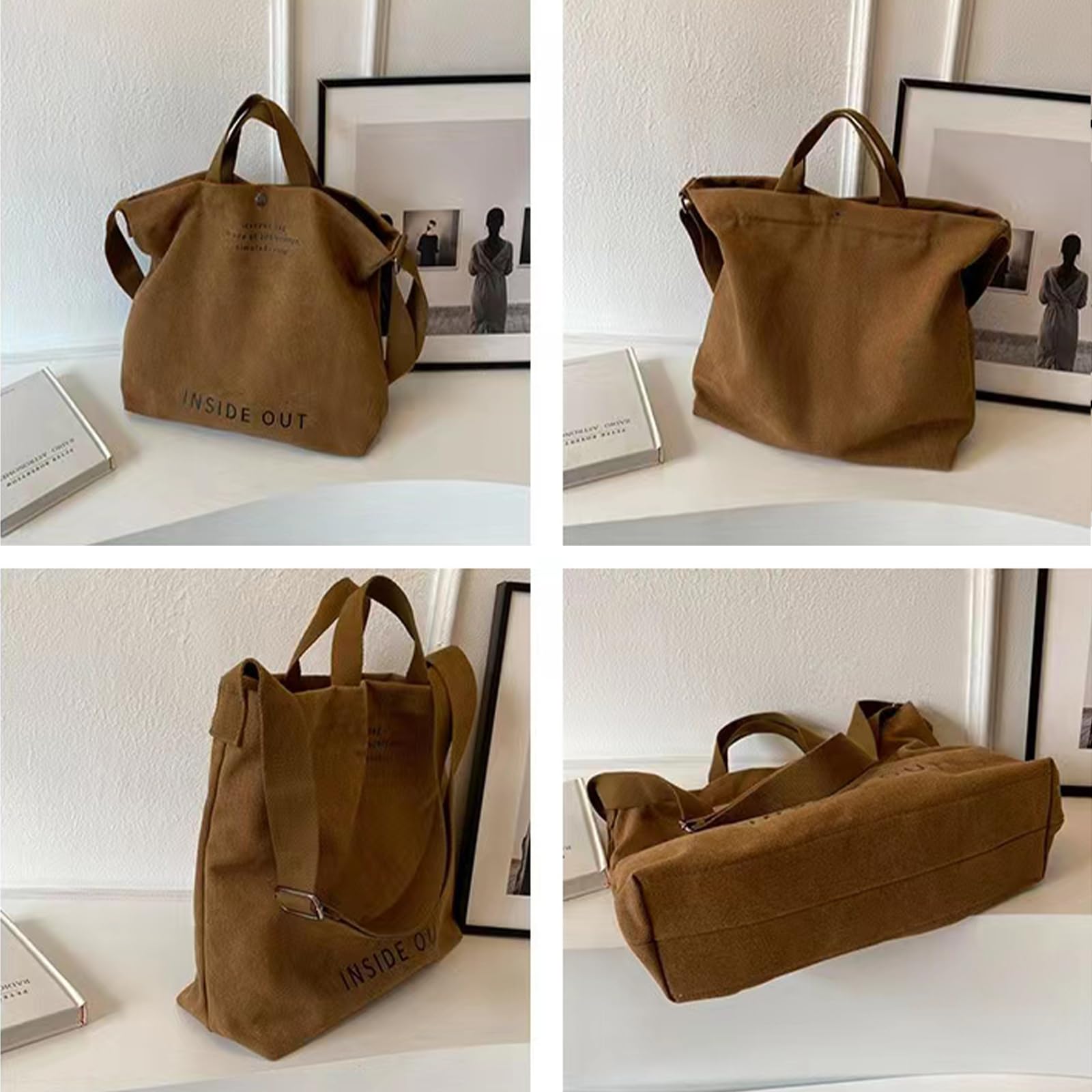Stylish Large Canvas Tote Bag for Women - Fashionable Casual Shoulder Bag with Crossbody & Top Handle | Perfect for Work, Travel, Shopping & Beach Outings