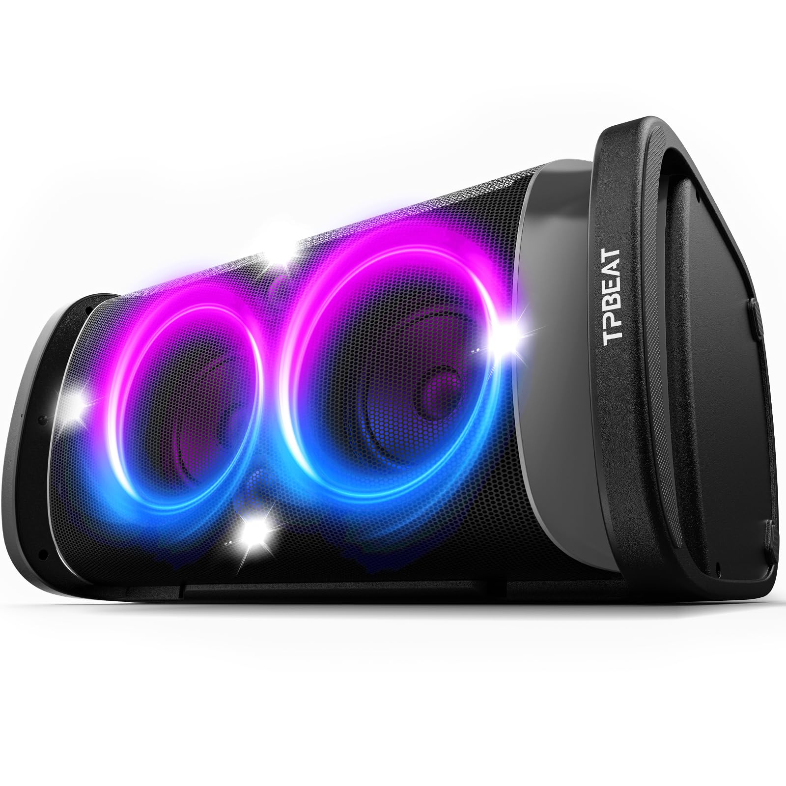 160W Portable Bluetooth Party Speaker with Deep Bass & LED Lights - 15H Battery, Fast Charging, Wireless Boombox for Outdoor Camping, Backyard Parties & Beach Gatherings