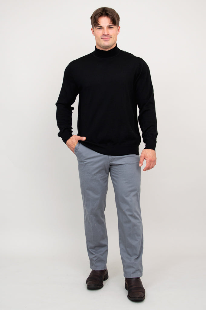 Premium Eric Sweater for Men - 100% Merino Wool, Soft & Warm Winter Pullover (Black) - Perfect for Office, Travel & Casual Outfits